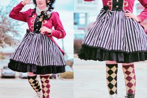 Stripes and Diamonds Circus Lolita Outfit