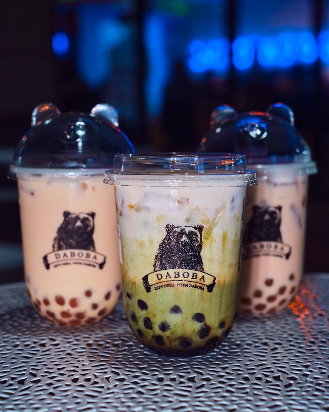 three cups of milk tea from Daboba