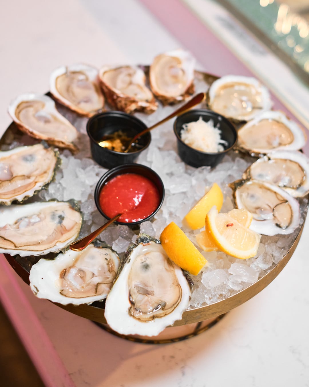 assorted east coast oysters.
