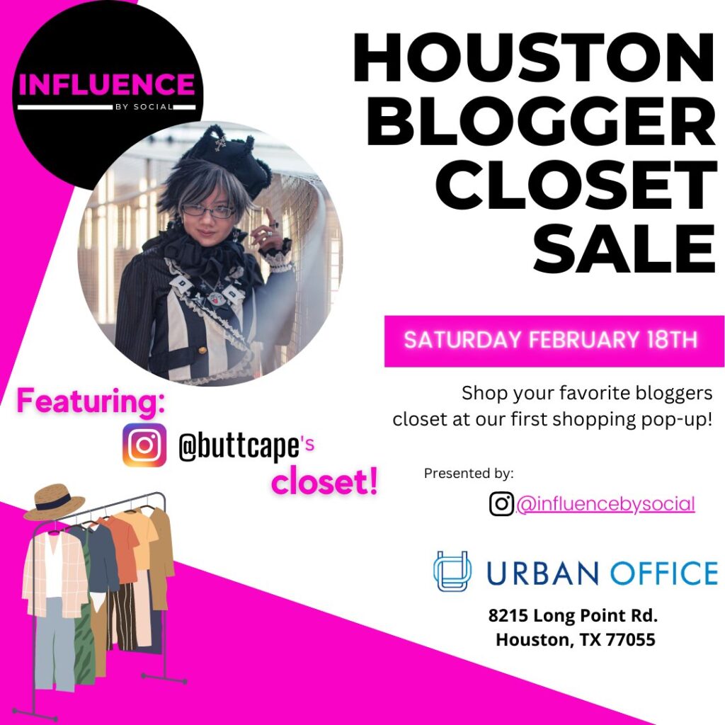 buttcape promo image for Houston Blogger Closet Sale.
