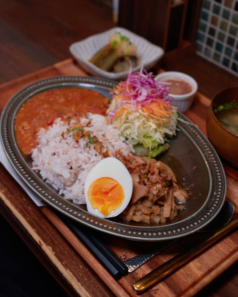 Japanese curry lunch plate