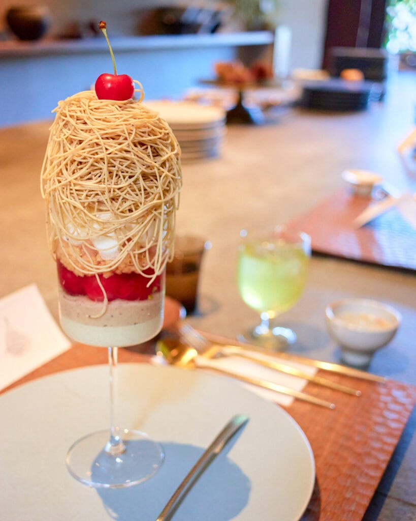 Seasonal cherry mont blanc parfait