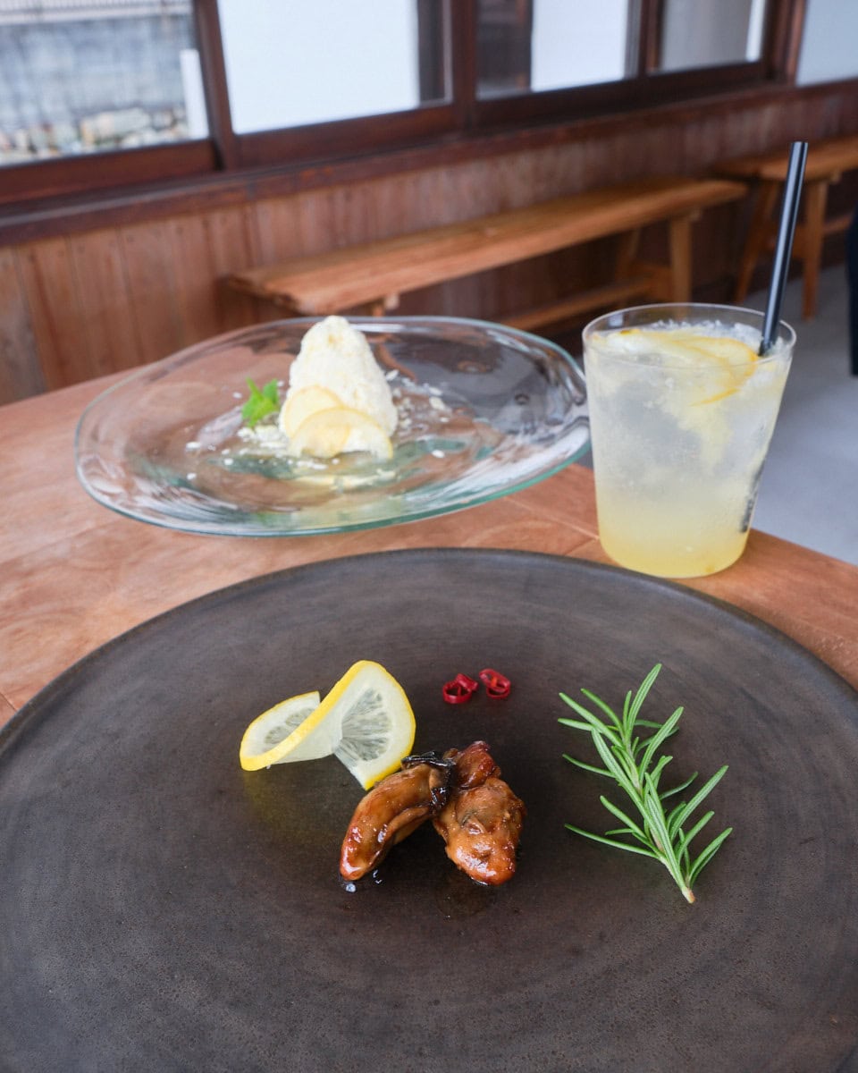 hiroshima, miyajima's kakiwai cafe's oyster and setouchi lemon soda