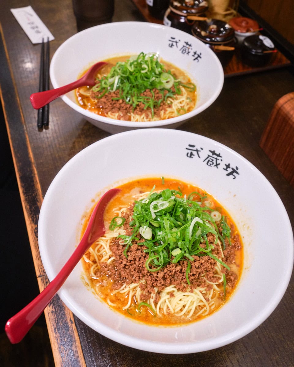 Hiroshima shirunashi tantanmen, soupless tantanmen, at Musashigo