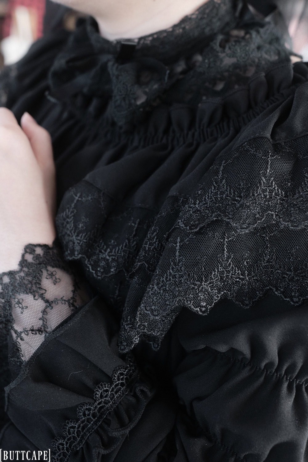 Lace detail of blouse.