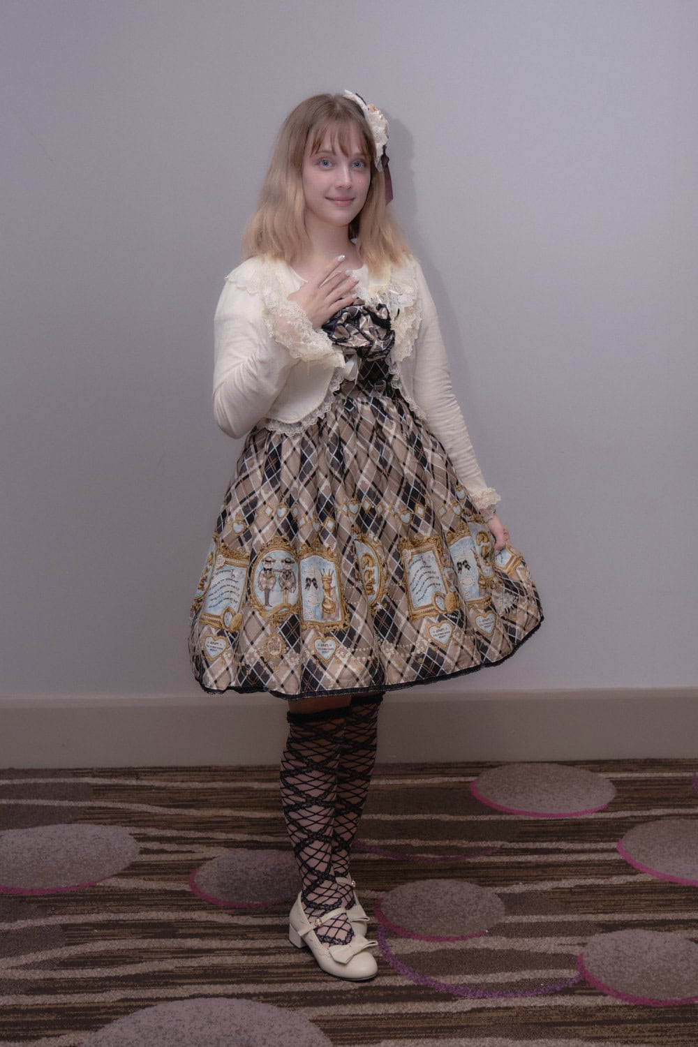Classic lolita wearing brown and cream.