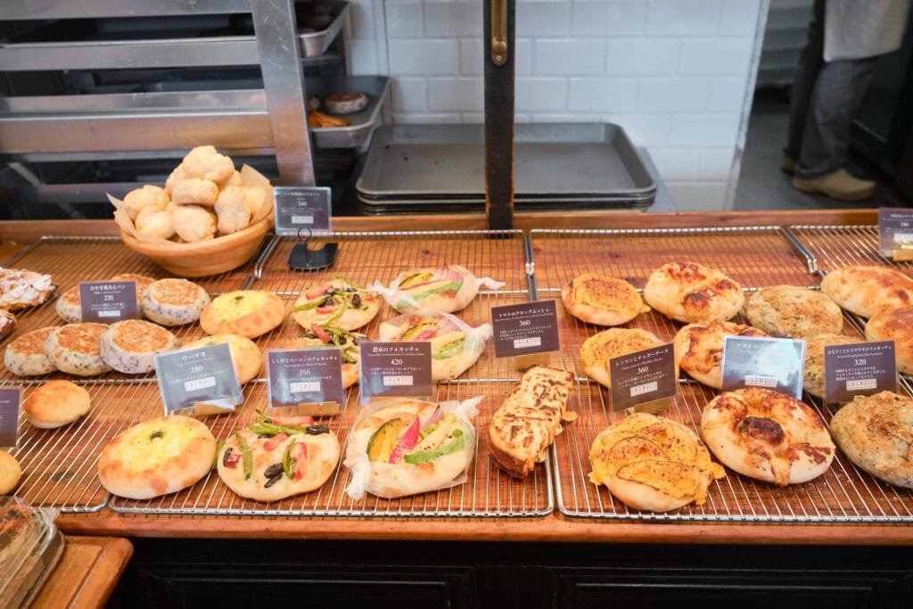 Koro Bakery's morning bread selection featuring savory and sweet breads.