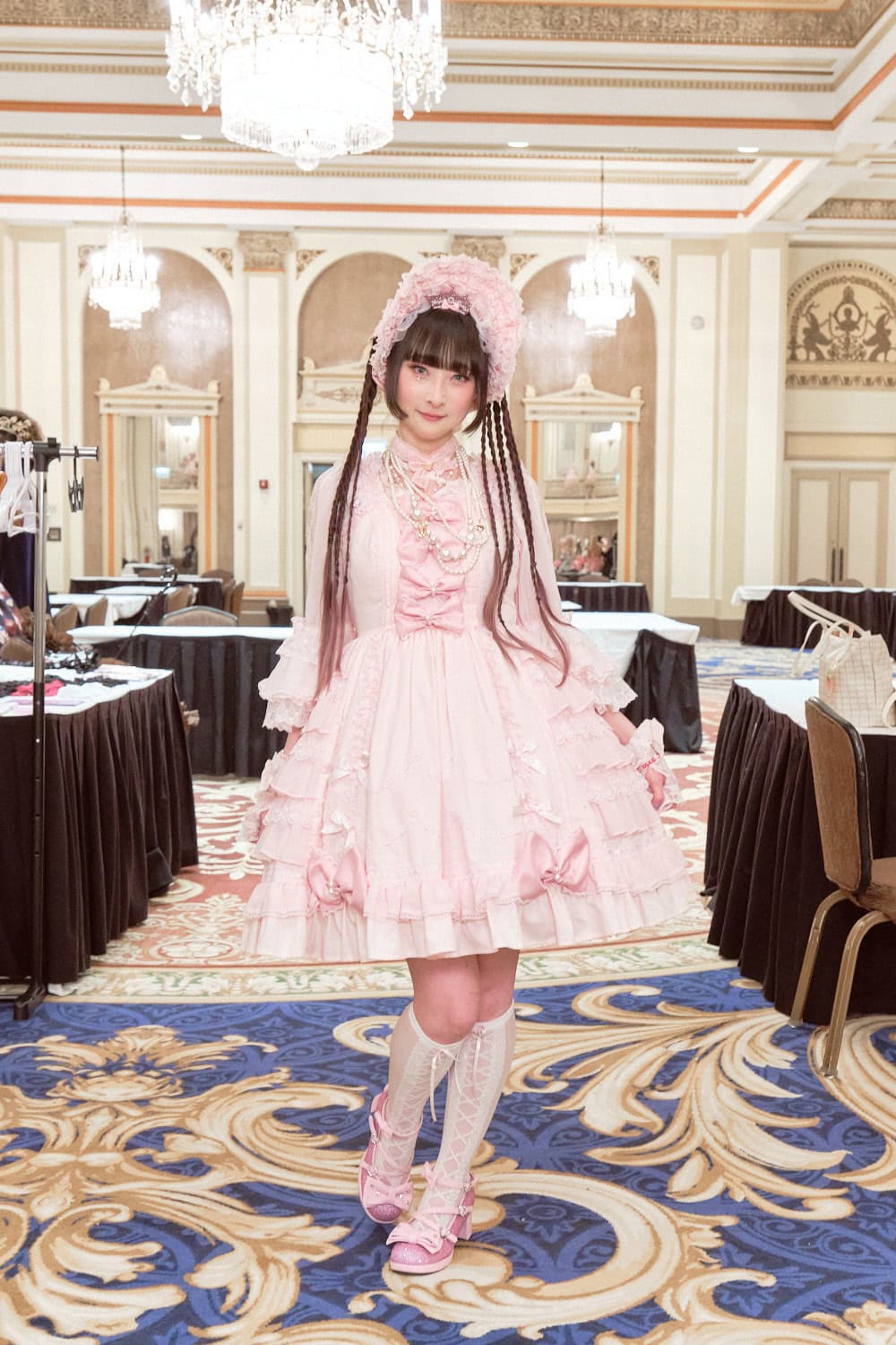 RinRin Doll wearing all pink princess lolita outfit by Angelic Pretty.