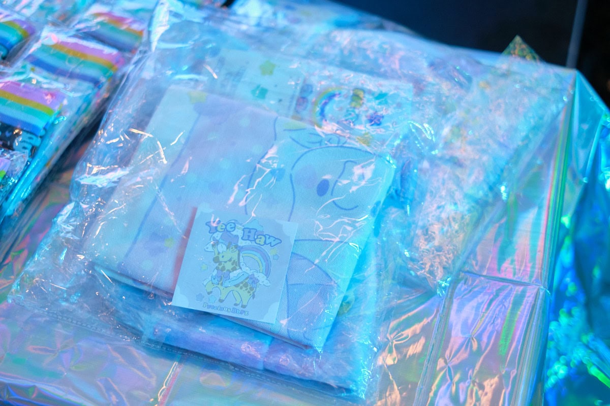Raffle prizes on table.