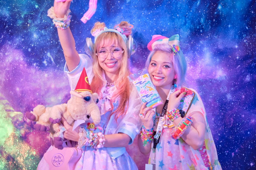 Designer MintyMix posing with raffle winner Haruka Kurebayashi,