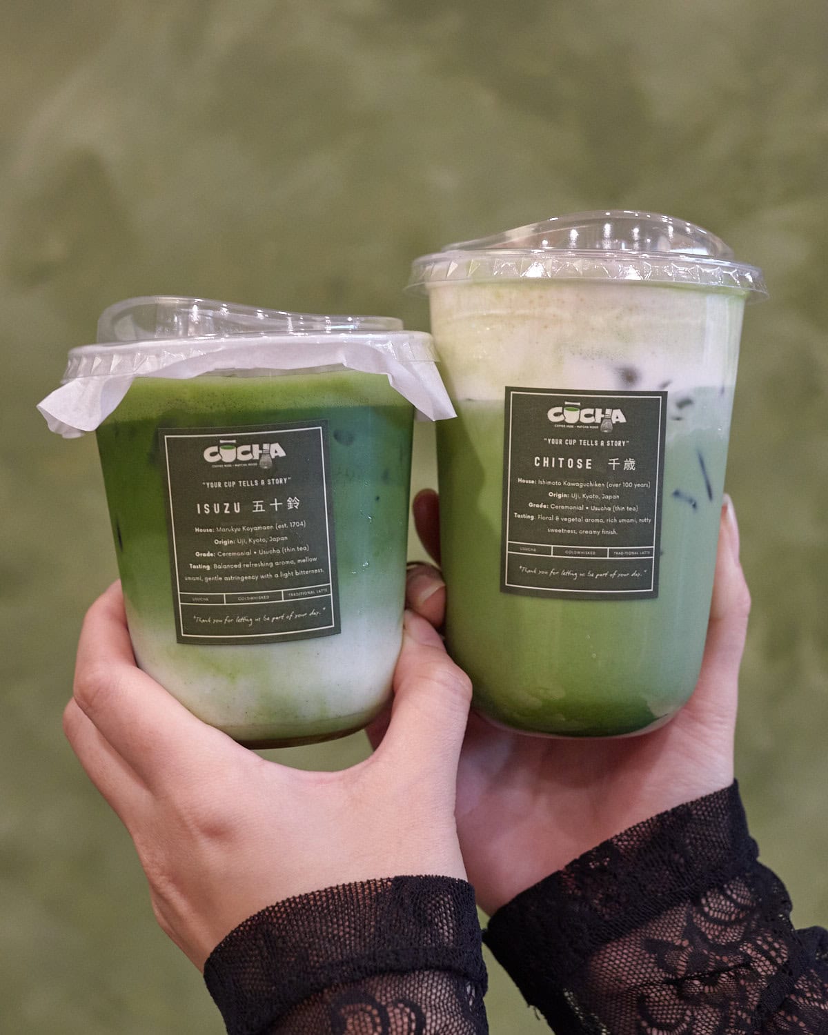 cocha matcha latte and cocha yuzu cloud matcha
