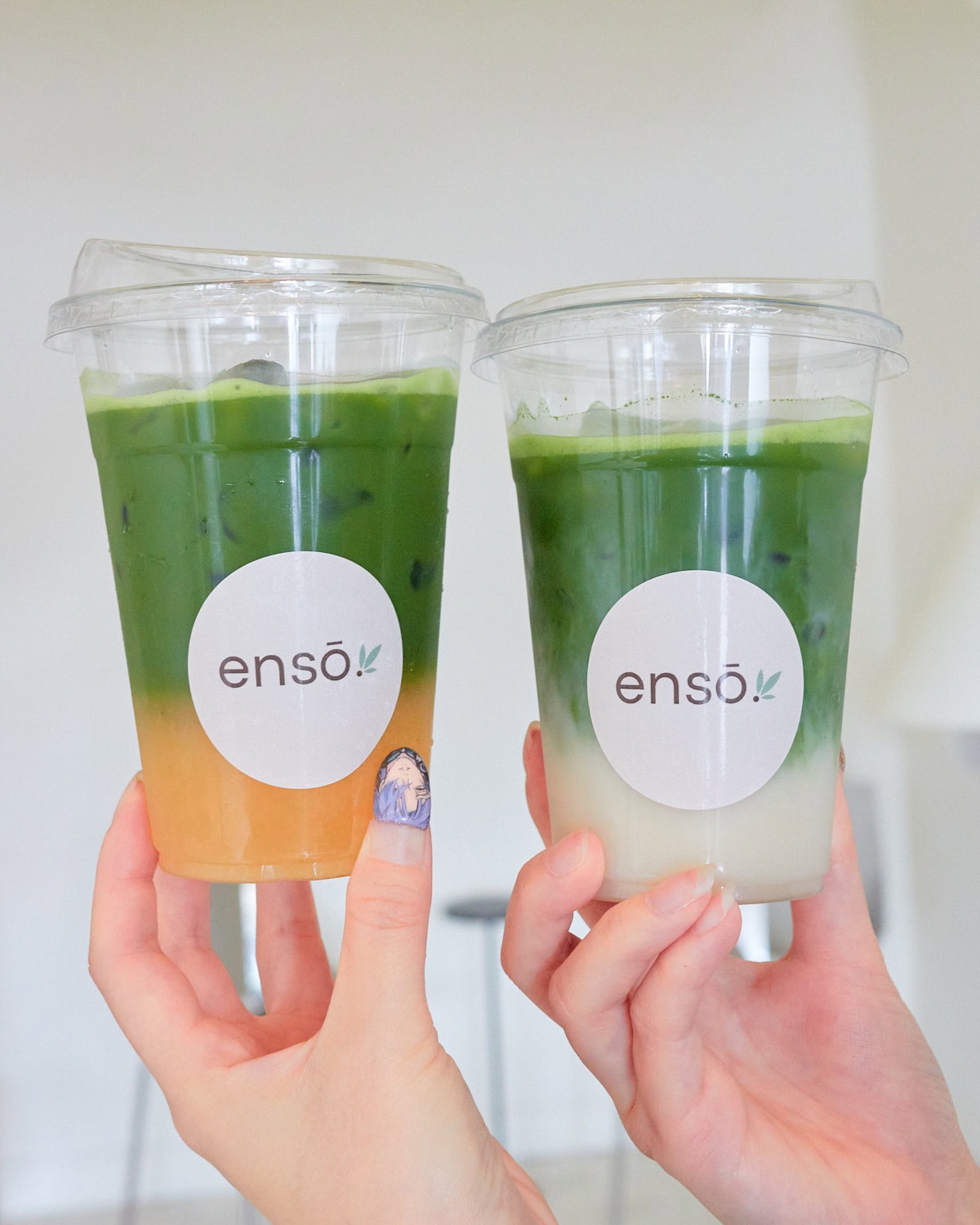 enso matcha latte and matcha cara cara orange drink