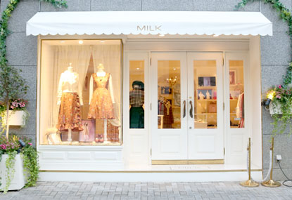 Store front window of Milk Harajuku.